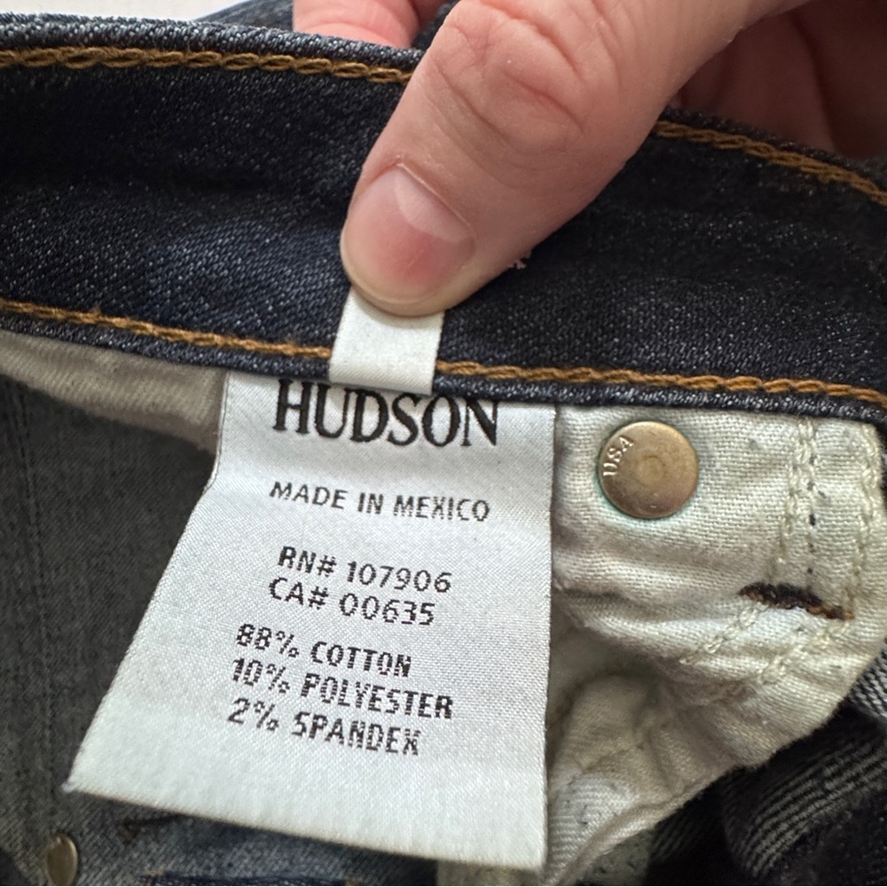 Hudson Women’s Bacara Crop Straight Cuffed Jeans Classic Blue Denim - Size 27 - Picture 7 of 11